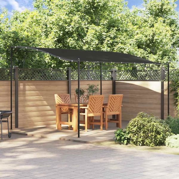 Paviljong antracit 4x3 m 180 g/m² tyg och stål