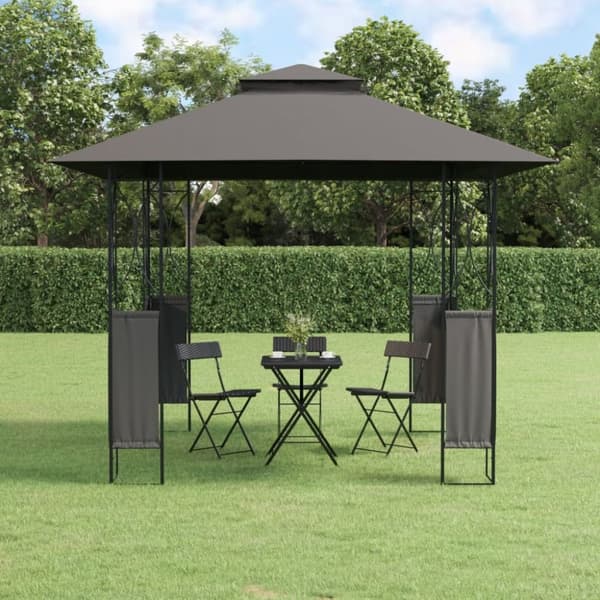 Paviljong med tak antracit 300x300x270 cm stål