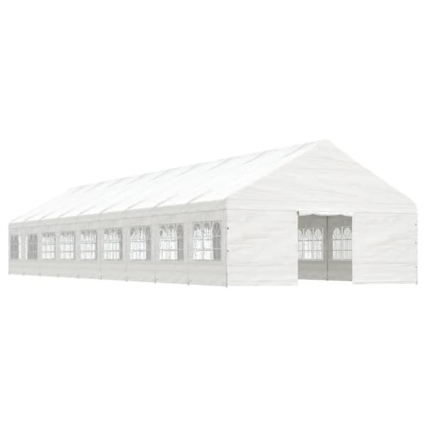Paviljong med tak vit 20,07x5,88x3,75 m polyeten