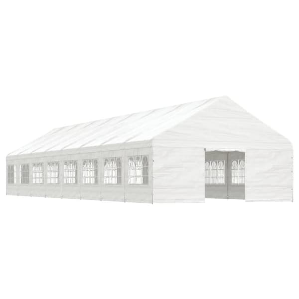 Paviljong med tak vit 17,84x5,88x3,75 m polyeten