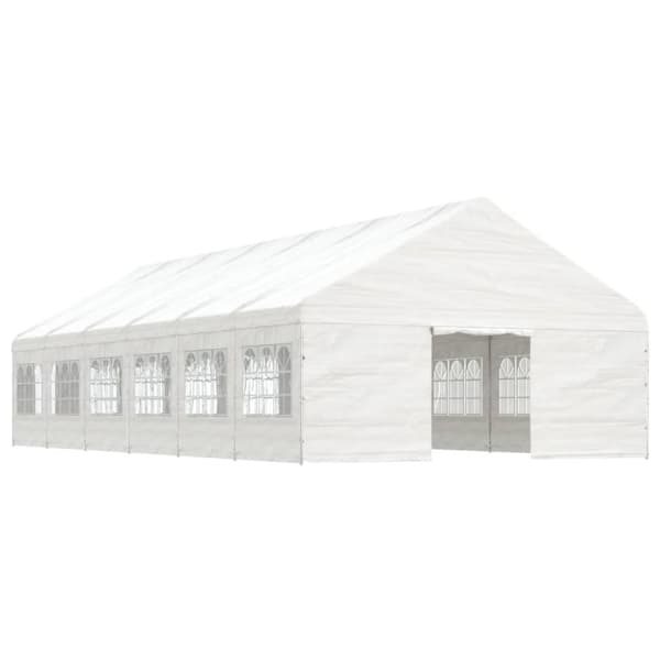 Paviljong med tak vit 13,38x5,88x3,75 m polyeten