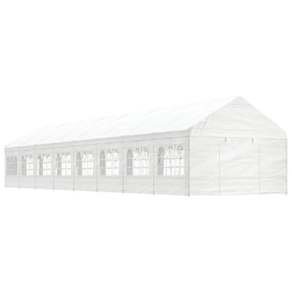 Paviljong med tak vit 17,84x4,08x3,22 m polyeten