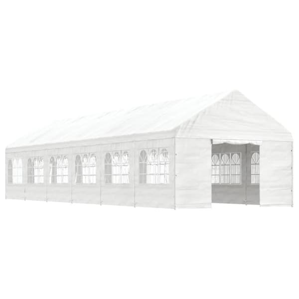Paviljong med tak vit 13,38x4,08x3,22 m polyeten
