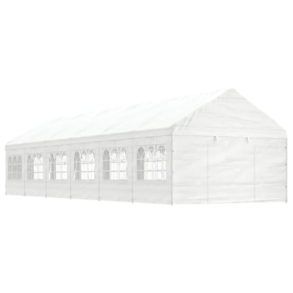 Paviljong med tak vit 13,38x4,08x3,22 m polyeten