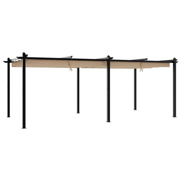 Paviljong med infällbart tak taupe 3x6 m aluminium