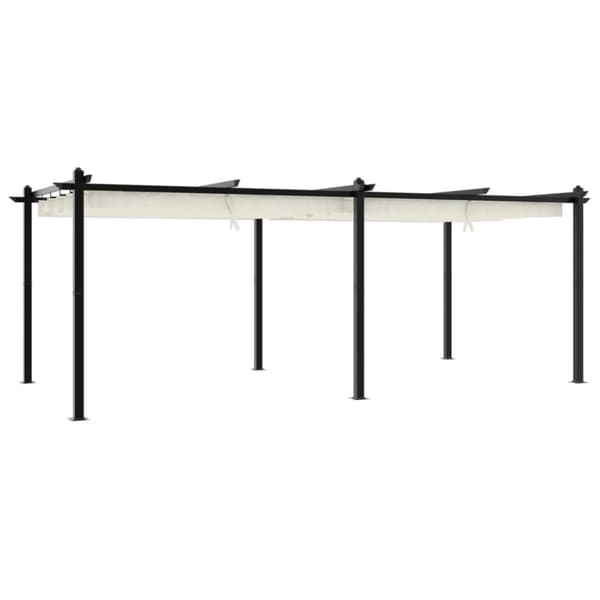 Paviljong med infällbart tak gräddvit 3x6 m aluminium