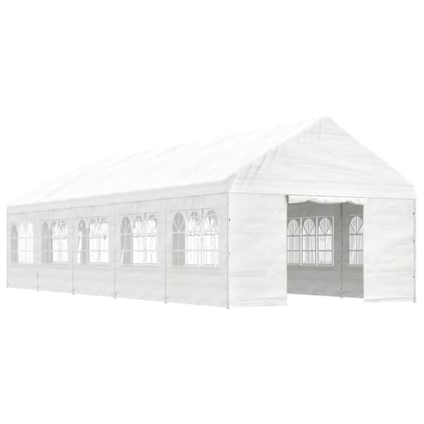 Paviljong med tak vit 11,15x4,08x3,22 m polyeten