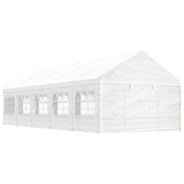 Paviljong med tak vit 11,15x4,08x3,22 m polyeten