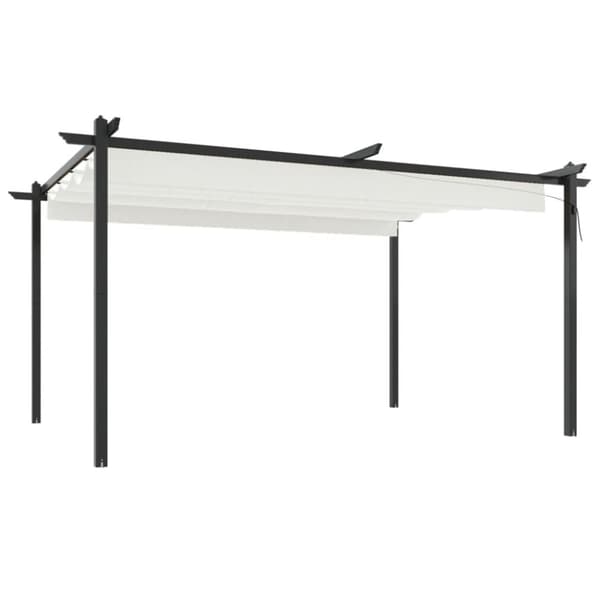 Paviljong med infällbart tak 4x3 m gräddvit