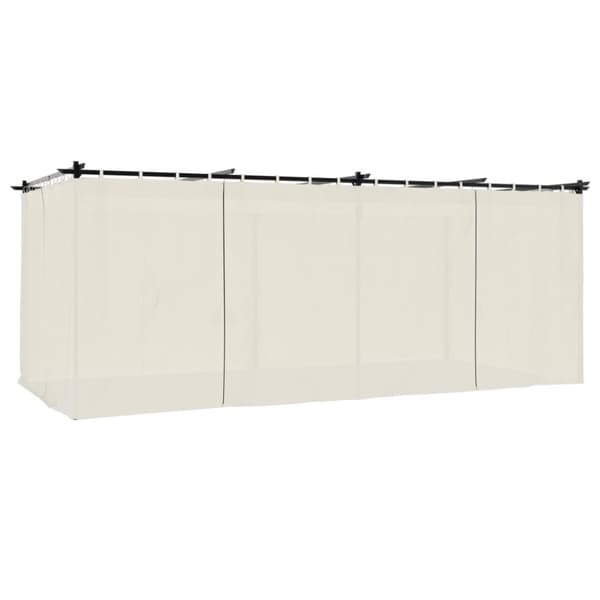 Paviljong med draperi gräddvit 6x3 m stål