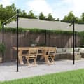 Miniatyrbild 1 av 2: Pergola med infällbart tak gräddvit 589x292x230 cm