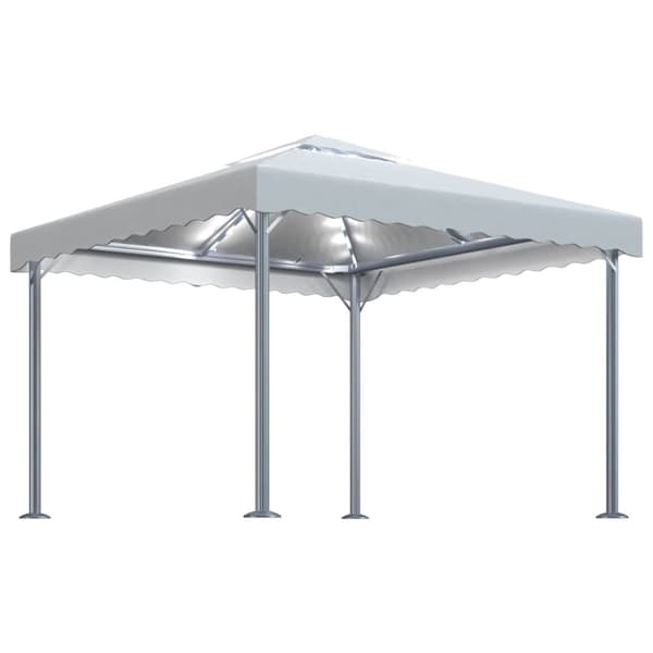 Paviljong med ljusslinga LED 300x300 cm gräddvit aluminium