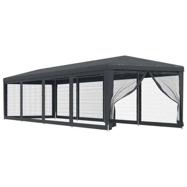 Partytält med 10 sidoväggar i nät 3x12 m HDPE antracit