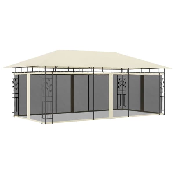 Paviljong med myggnät 6x3x2,73 m gräddvit