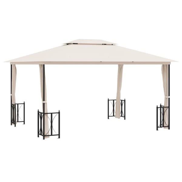 Paviljong med draperier och dubbelt tak 3x4 m gräddvit