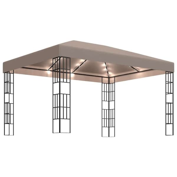 Paviljong med ljusslinga LED 4x3 m taupe
