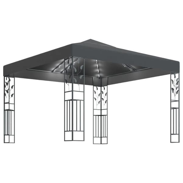 Paviljong med ljusslinga LED 3x3 m antracit