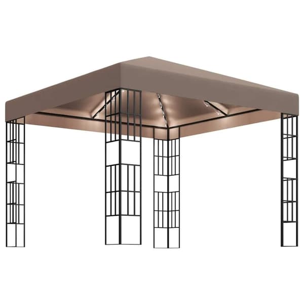 Paviljong med ljusslinga LED 3x3 m taupe