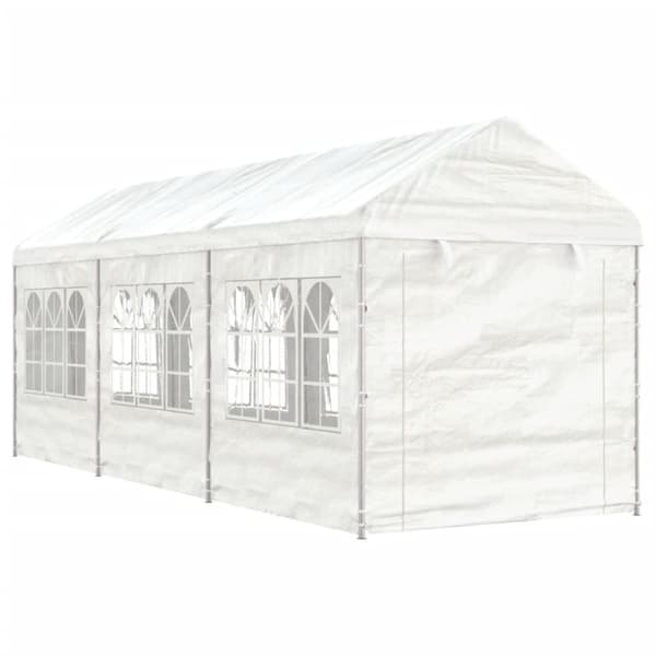 Paviljong med tak vit 6,69x2,28x2,69 m polyeten