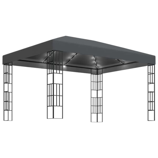Paviljong med ljusslinga LED 3x4 m antracit