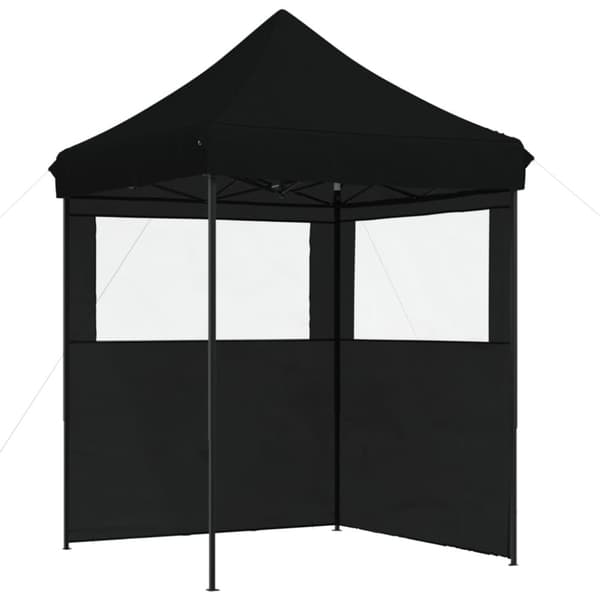 Pop-Up hopfällbart partytält med 2 sidoväggar svart