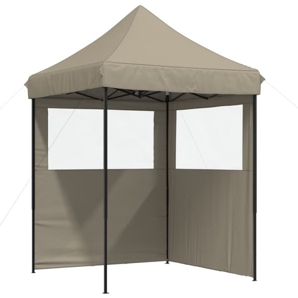 Pop-Up hopfällbart partytält med 2 sidoväggar taupe