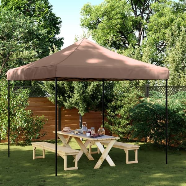 Pop-Up hopfällbart partytält 292x292x315 cm brun