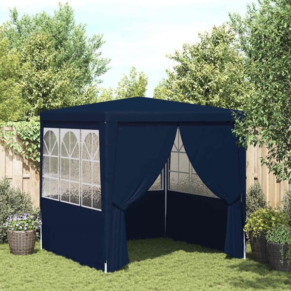 Professionellt partytält med väggar 2,5x2,5 m blå 90 g/m²
