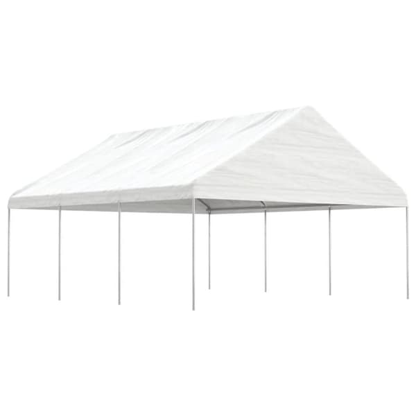 Paviljong med tak vit 6,69x5,88x3,75 m polyeten