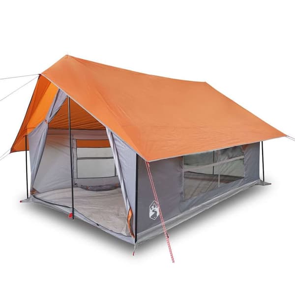 Campingtält 5 personer grå och orange vattentätt