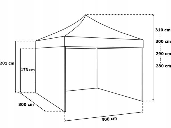 Express shopping pavillon 3x3 m 3 vægge grøn