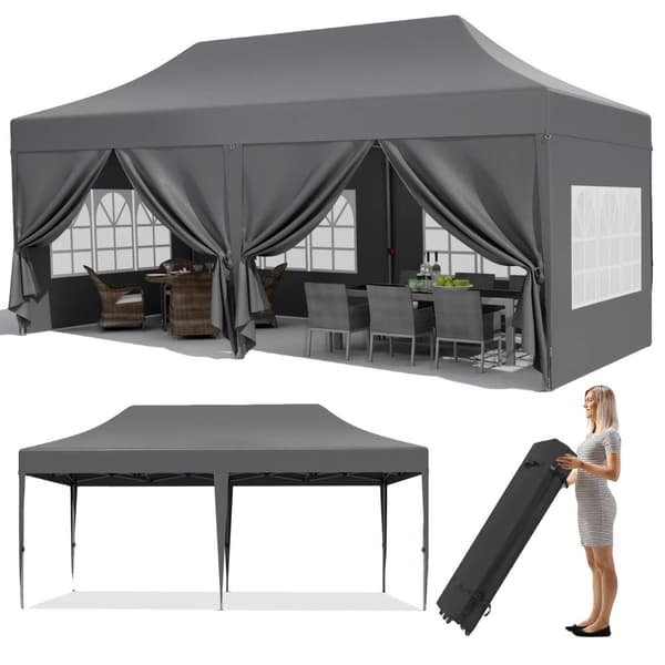 Pavillon Popup Gazebo, Vandtæt, UV-beskyttelse,sort Dark Grey