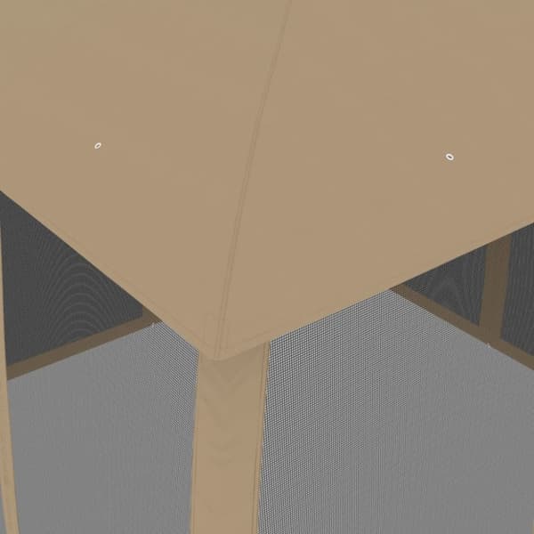 Paviljong med dubbelt tak & nätväggar taupe 2,93x2,93 m stål