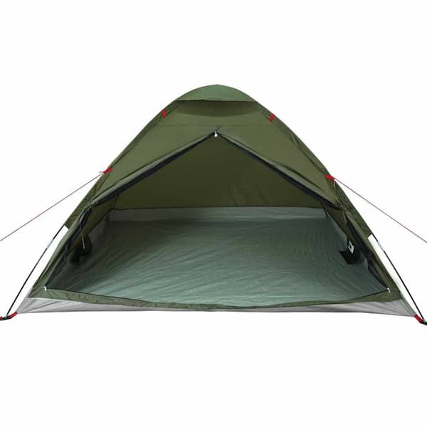 4-personers campingtelt vandtæt kuppel olivengrøn