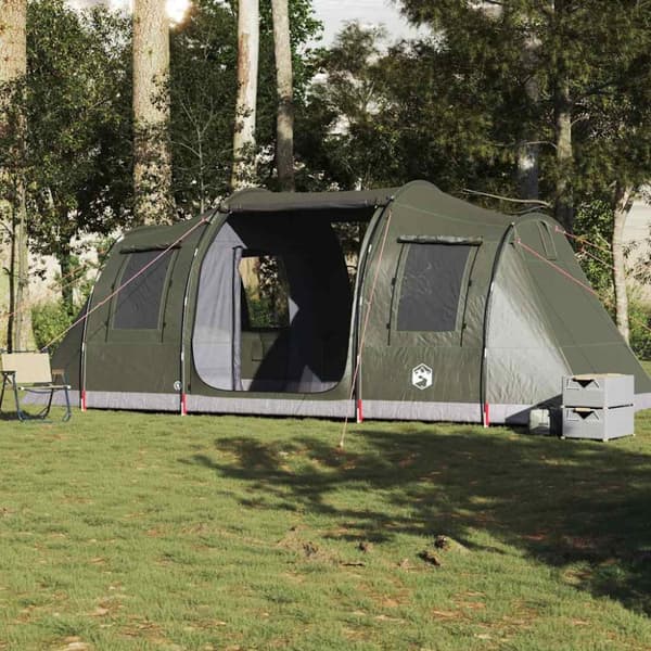 Campingtält tunnel 4 personer olivgrön vattentätt