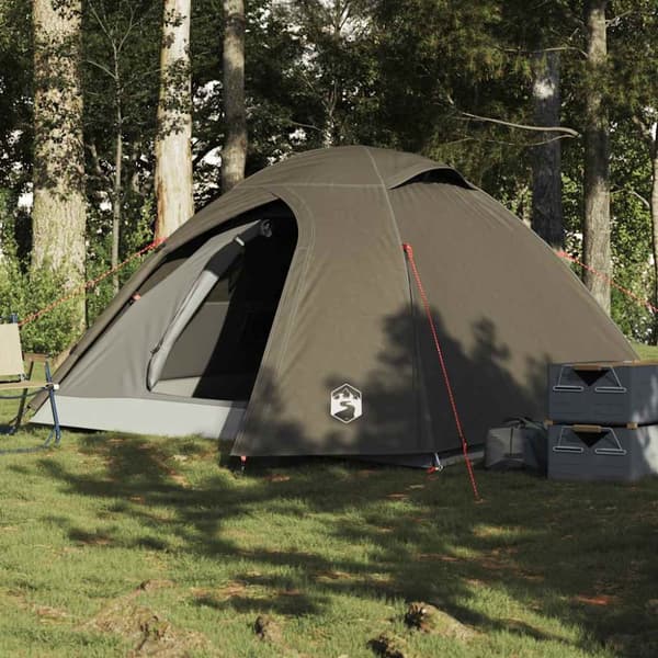 3-personers campingtelt vandtæt kuppel brun