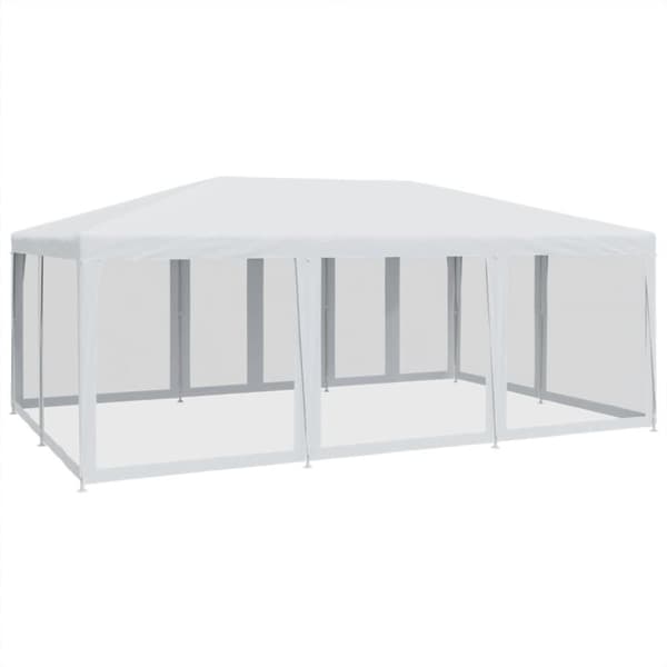 Partytält med 10 sidoväggar i nät 6x4 m HDPE vit