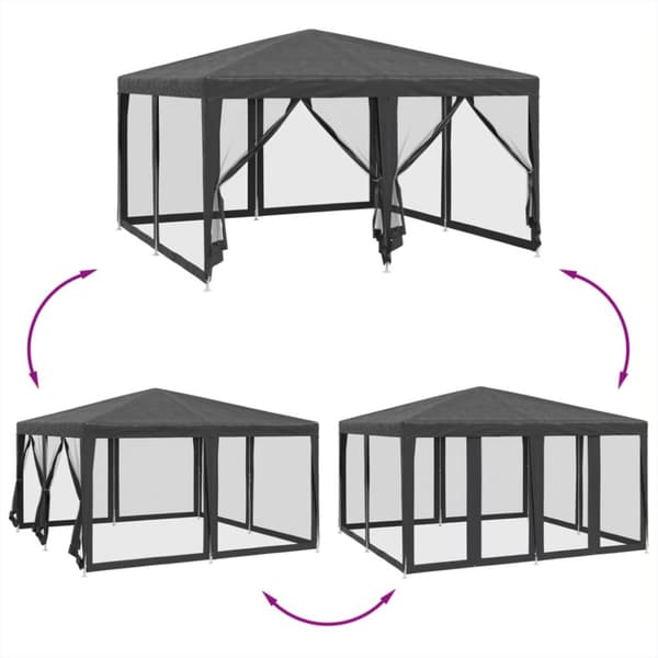Juhlateltta 8 Verkkoseinät Antrasiitti 4x4 m HDPE
