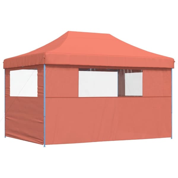 Pop-Up hopfällbart partytält med 3 sidoväggar terrakotta
