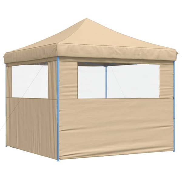 Pop-Up hopfällbart partytält med 2 sidoväggar beige