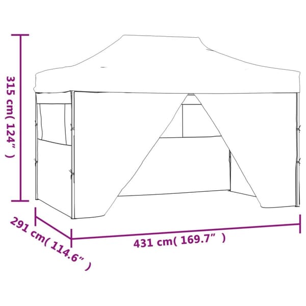 Pop-Up hopfällbart partytält med 4 sidoväggar 3x4,5 m blå