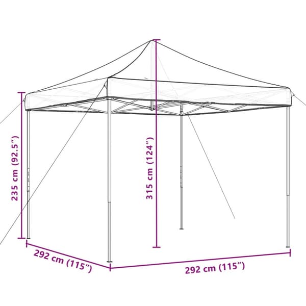 Pop-Up hopfällbart partytält 292x292x315 cm vinröd