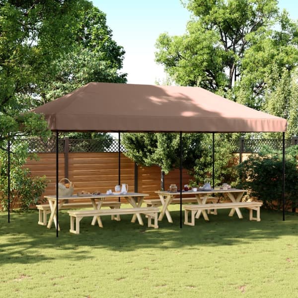 Pop-Up hopfällbart partytält 580x292x315 cm brun