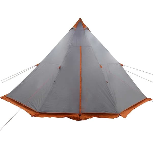 vidaXL Familietelt tipi for 6 personer grå og oransje vanntett