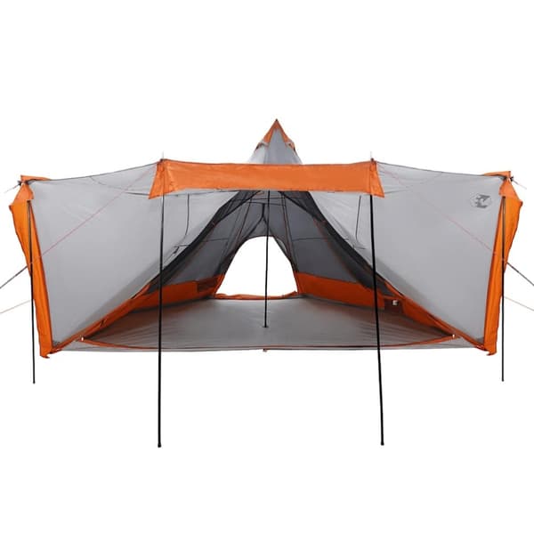 vidaXL Familietelt tipi for 6 personer grå og oransje vanntett