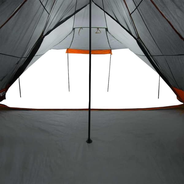 vidaXL Familietelt tipi for 6 personer grå og oransje vanntett