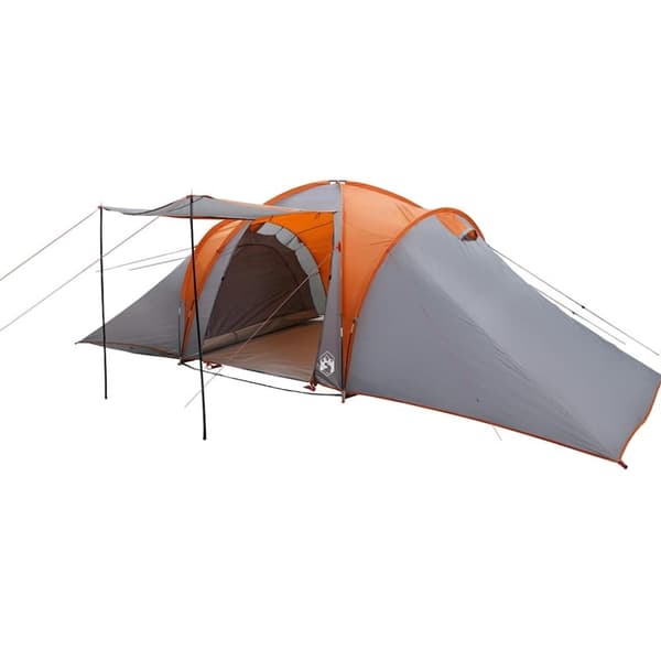vidaXL Kuppeltelt for camping 6 personer grå og oransje vanntett