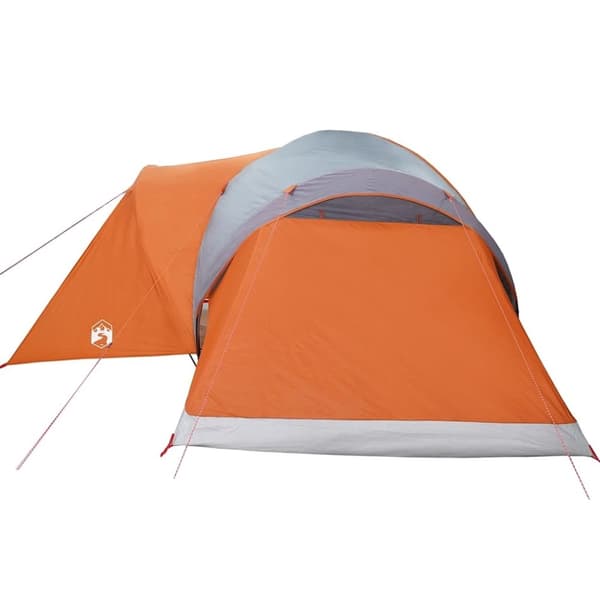 vidaXL Kuppeltelt for camping 6 personer grå og oransje vanntett