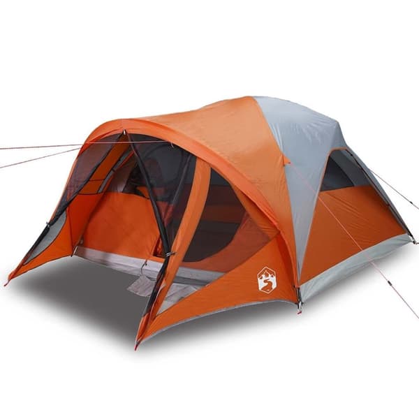 vidaXL 6-personers campingtelt vandtæt grå og orange