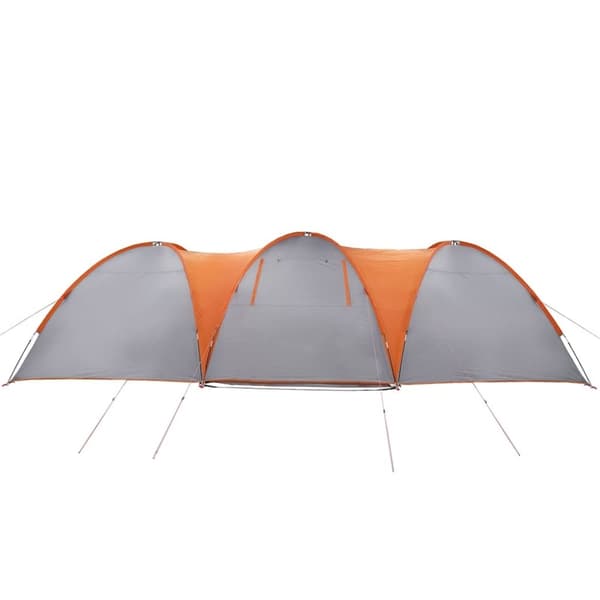 vidaXL Kuppeltelt for camping 8 personer grå og oransje vanntett